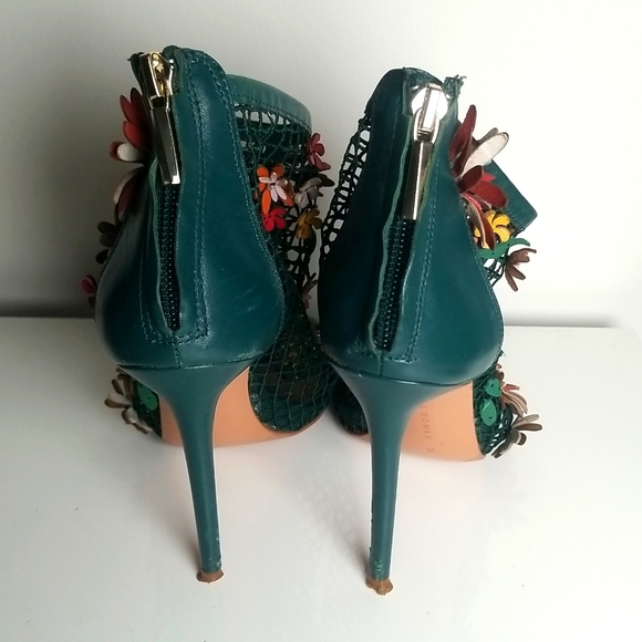 Zara - Green Floral Mesh Heels - Picture 12 of 15